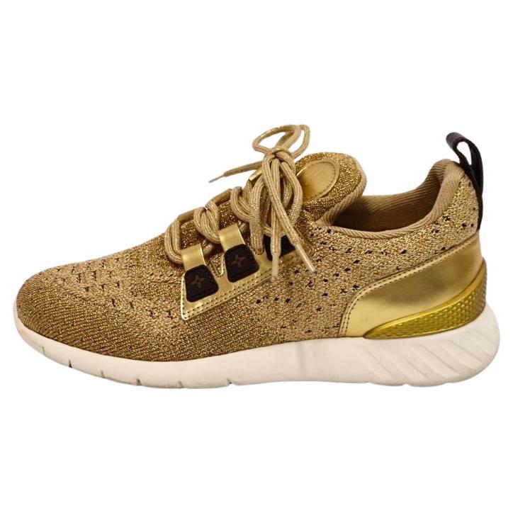 Louis Vuitton Gold Knit Turnschuhe - EU 36.5 im Angebot