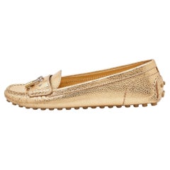 Louis Vuitton Gold Leder-Loafers mit Schließverschluss Größe 39