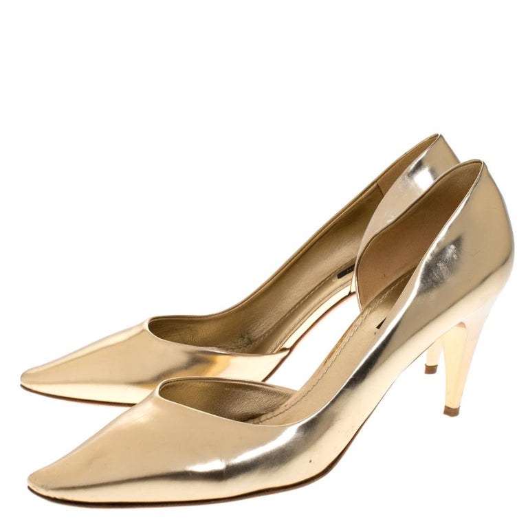 Louis Vuitton Gold Leather D' Orsay Pointed Toe Pumps Size 39.5 For ...