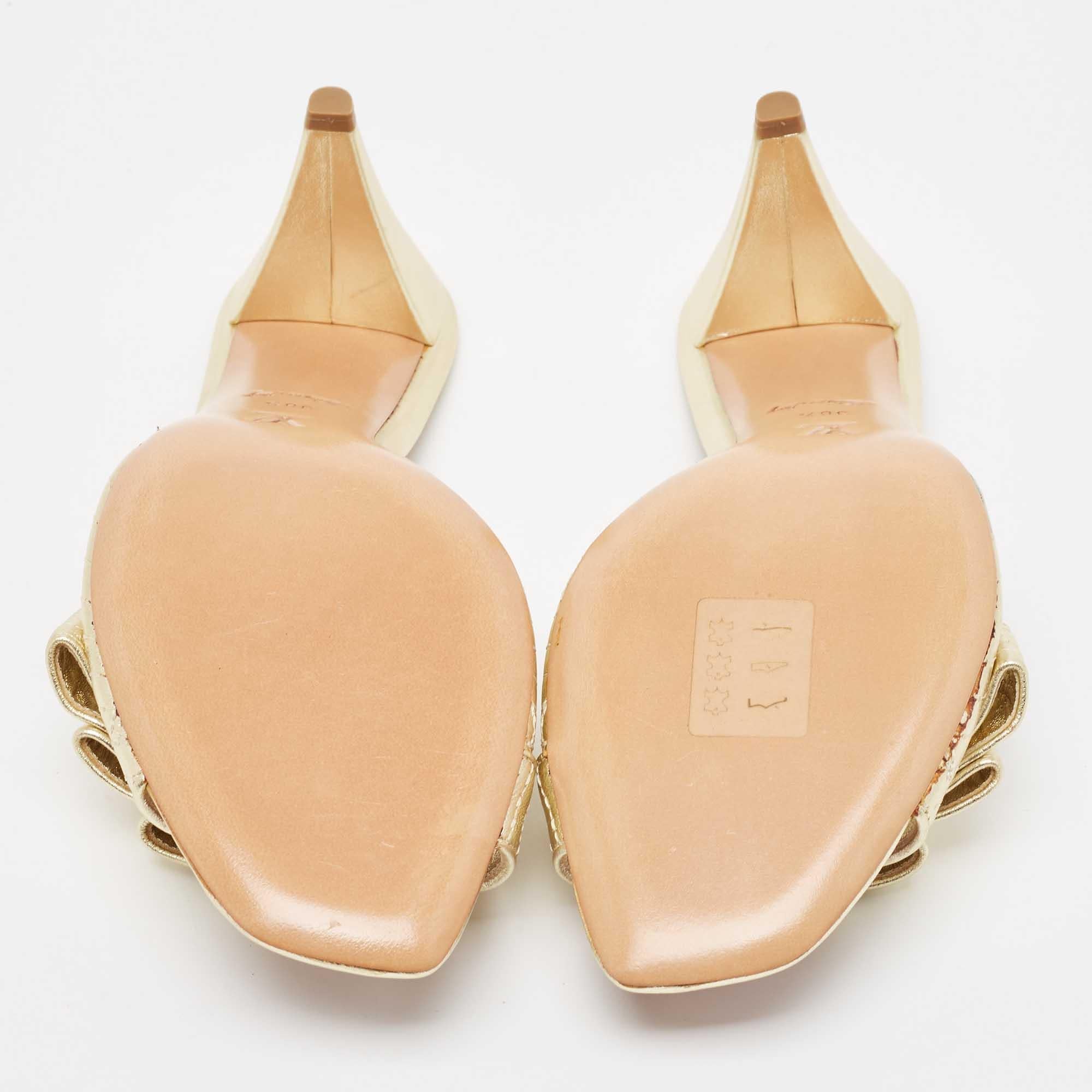 Louis Vuitton Gold Leather evening Slides Size 38.5 2