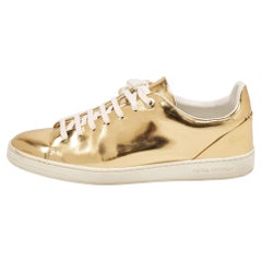 Louis Vuitton Gold Leder Frontrow Low Top Turnschuhe Größe 40,5