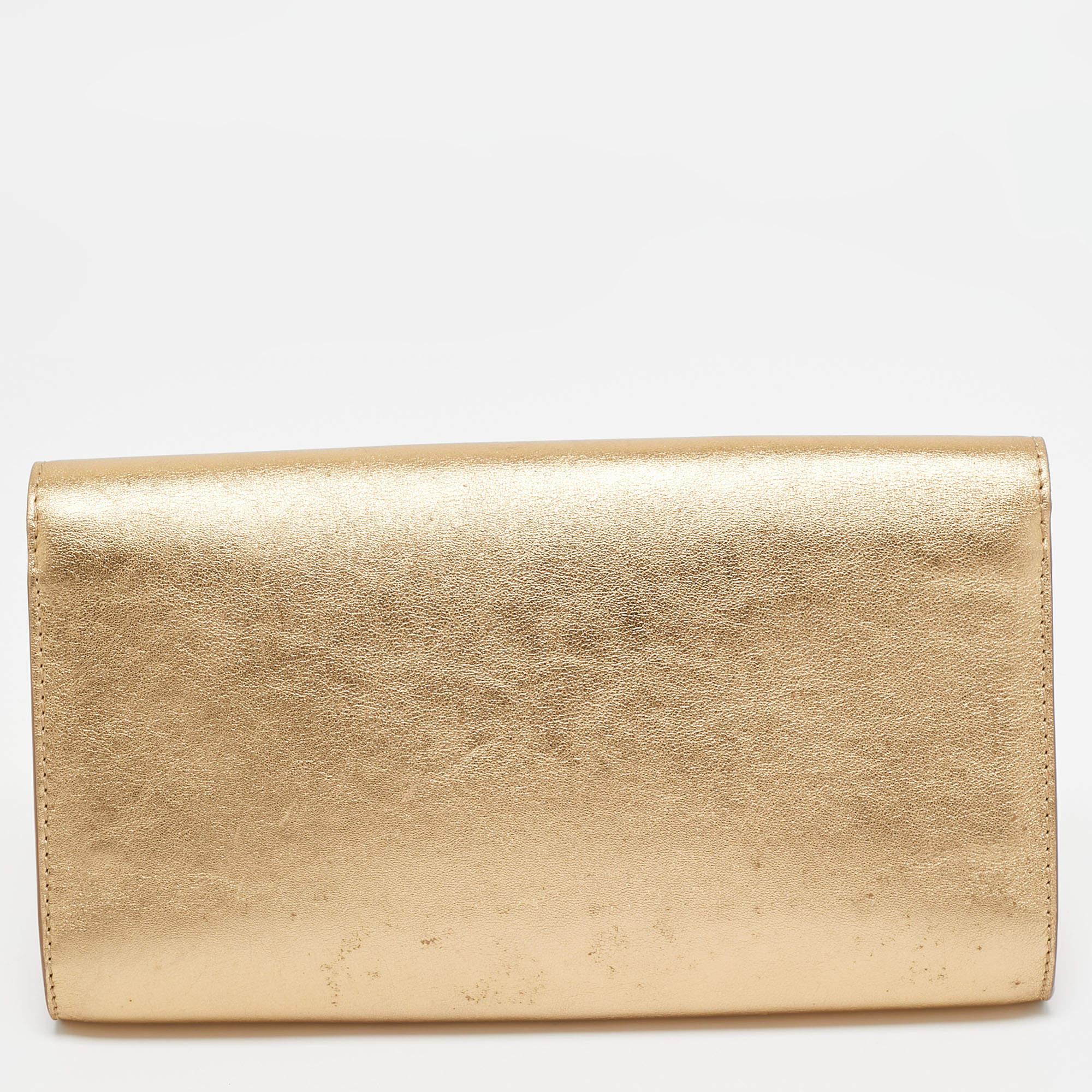 Women's Louis Vuitton Gold Leather Louise Clutch