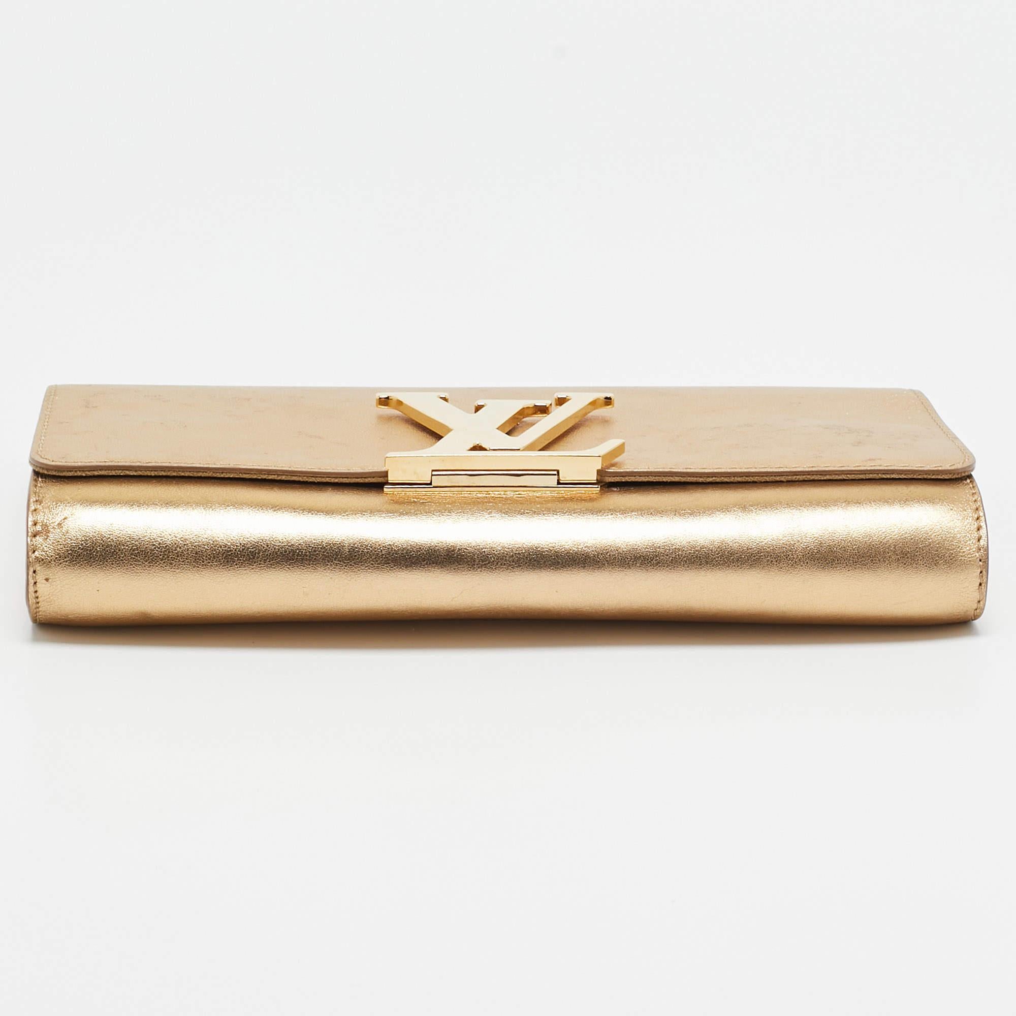 Louis Vuitton Gold Leather Louise Clutch 4