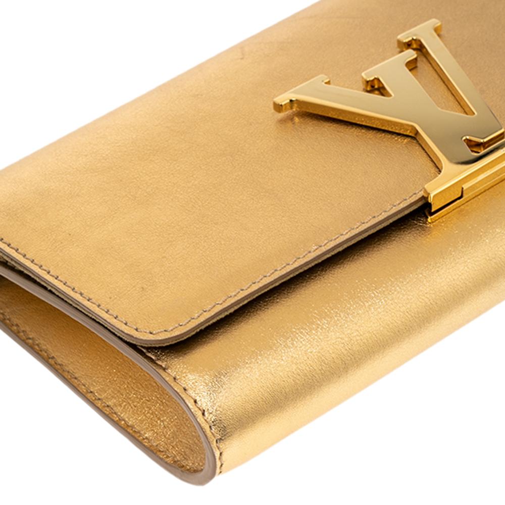 Louis Vuitton Gold Leather Louise Clutch 1