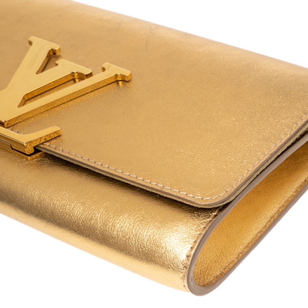 Louis Vuitton Gold Leather Louise Clutch 2
