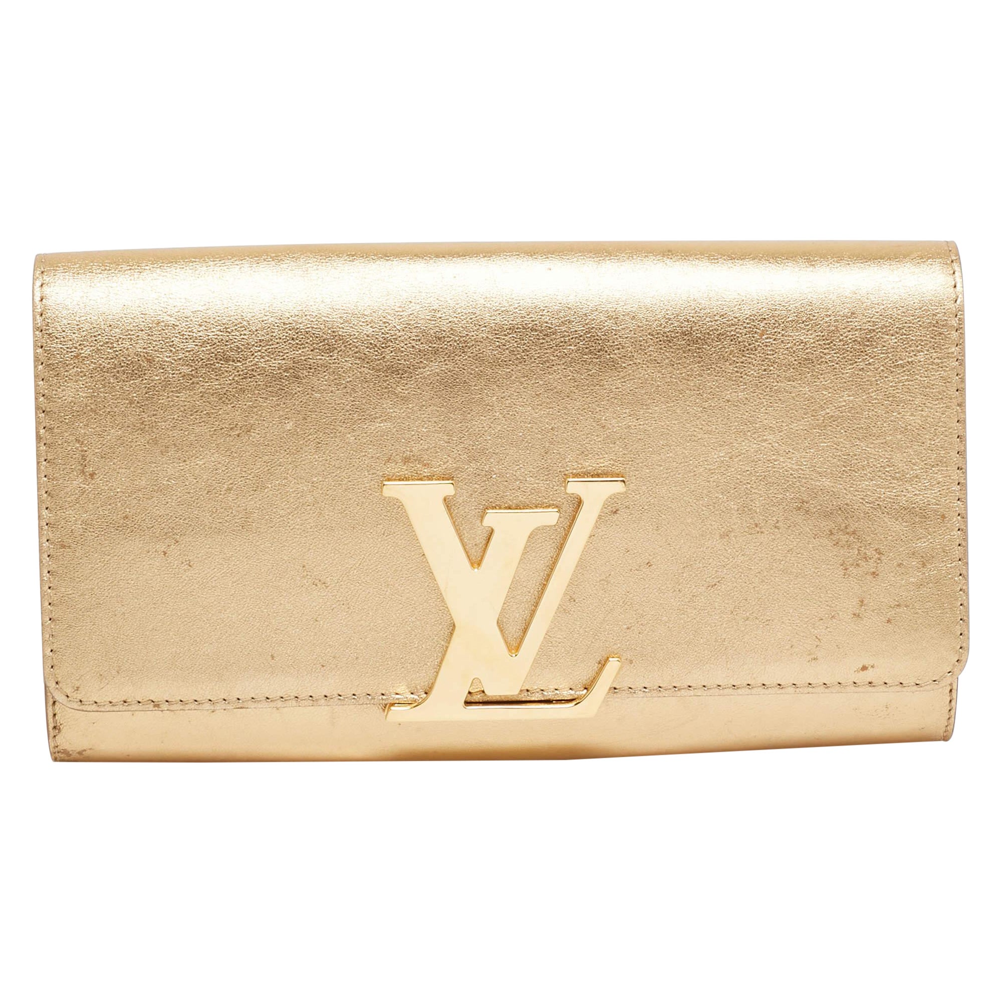 Louis Vuitton Gold Leather Louise Clutch