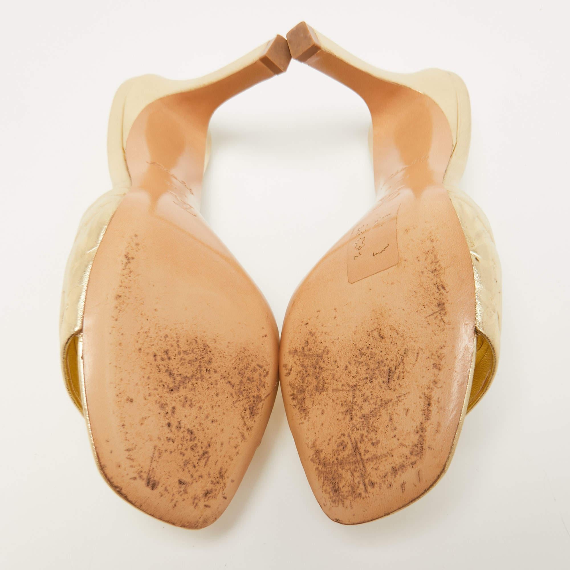 Louis Vuitton Gold Leather Revival Slide Sandals Size 37.5 3