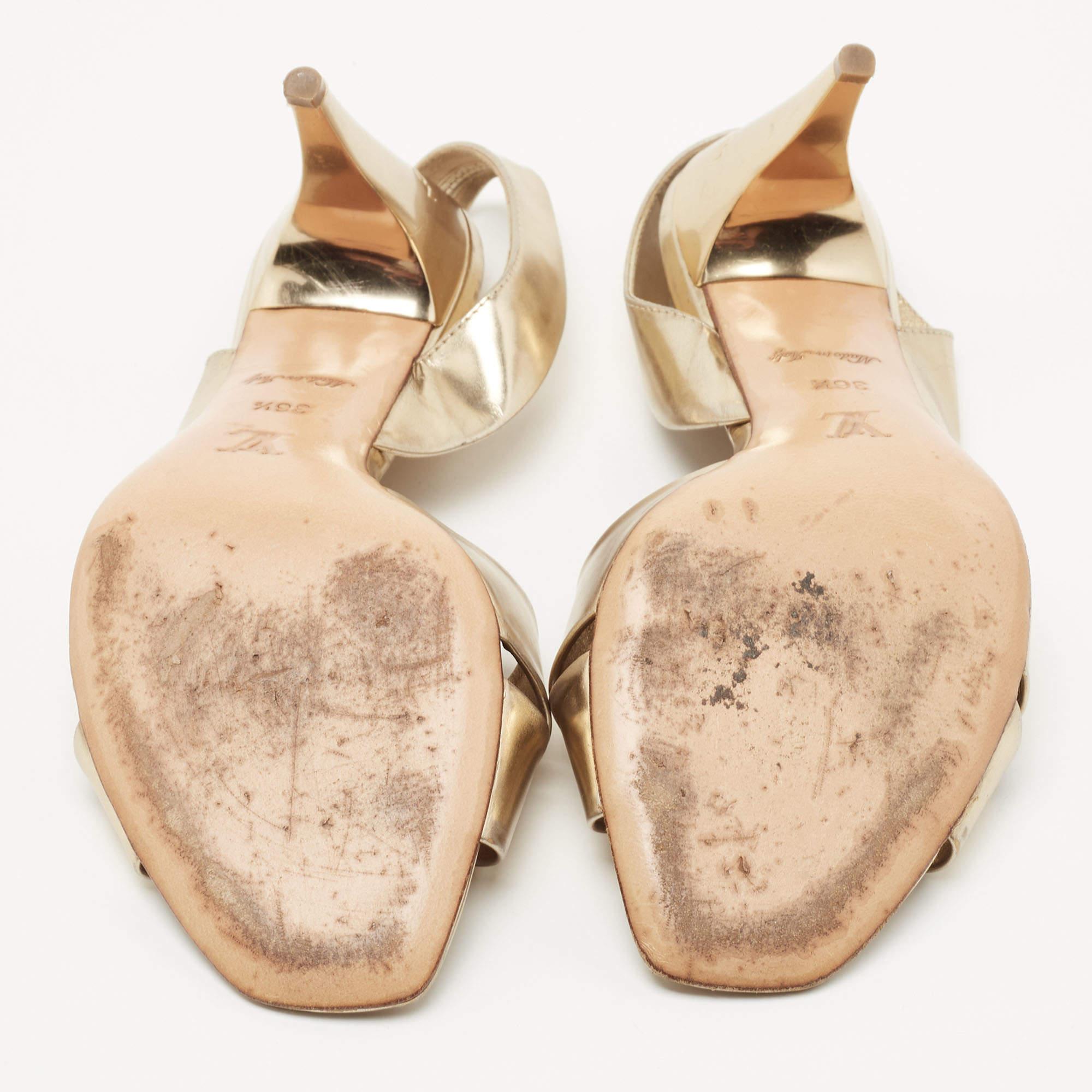 Louis Vuitton Gold Leather Slingback Sandals Size 36.5 For Sale 2