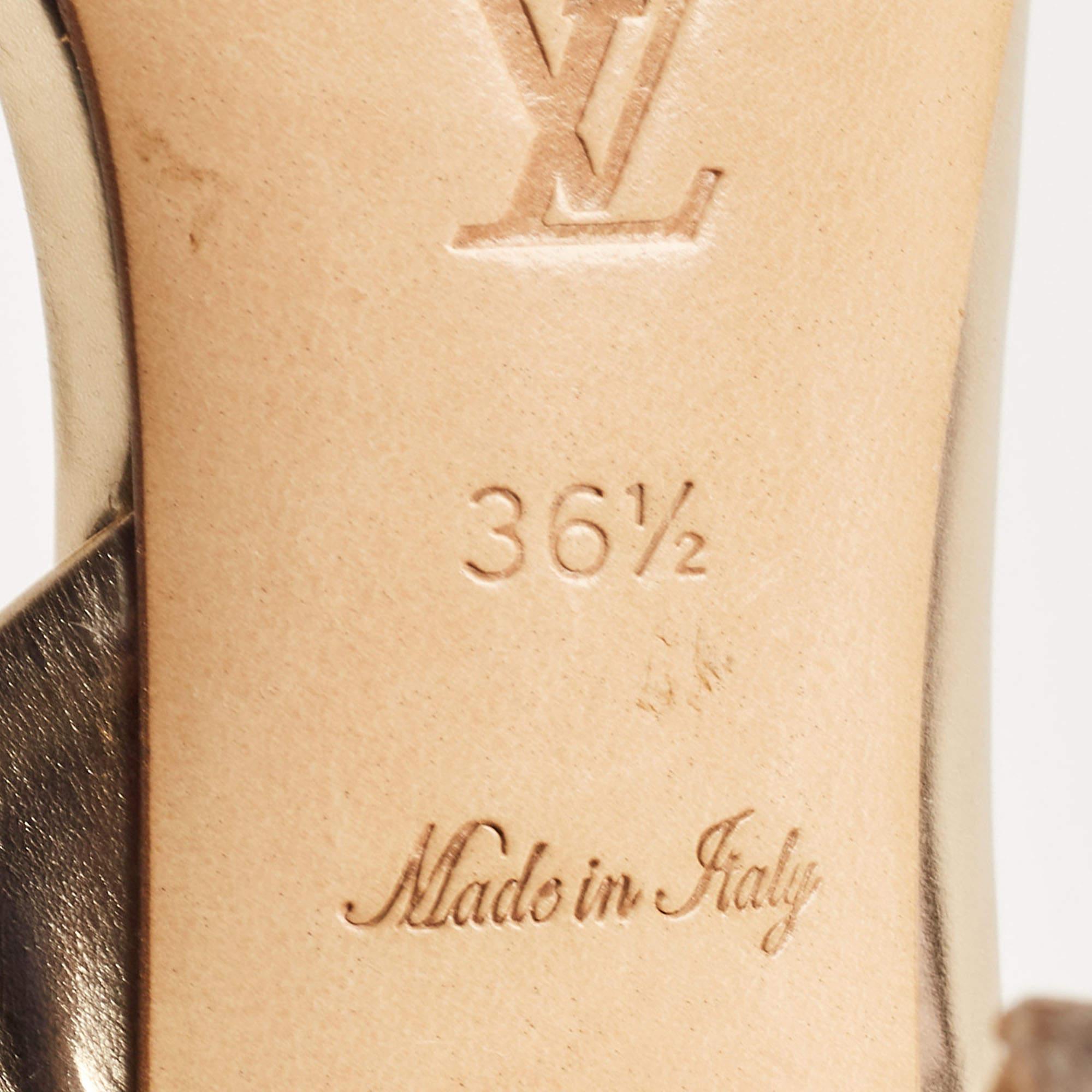 Louis Vuitton - Sandales à bride arrière en cuir doré, taille 36,5 en vente 3
