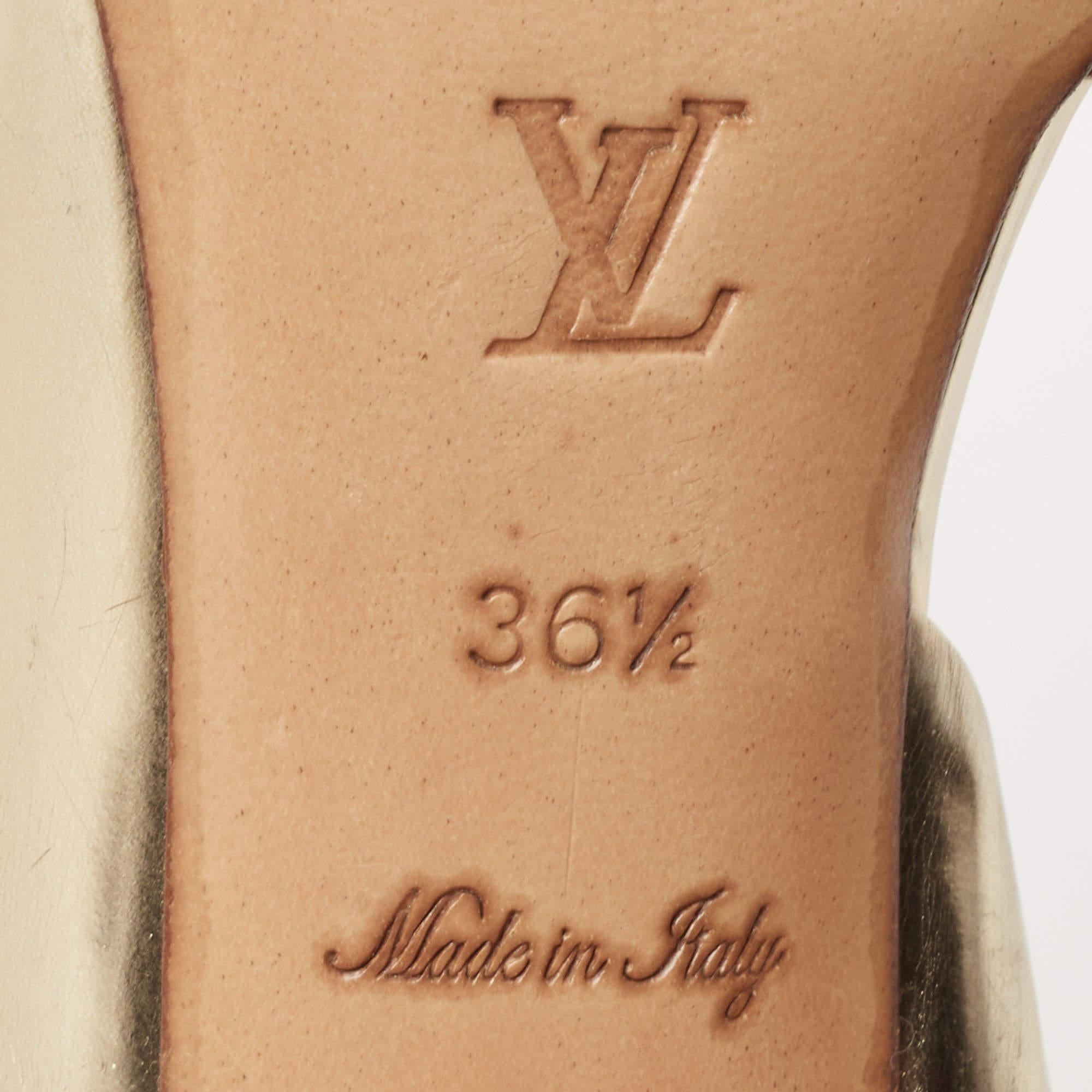 Louis Vuitton Gold Leather Slingback Sandals Size 36.5 For Sale 4