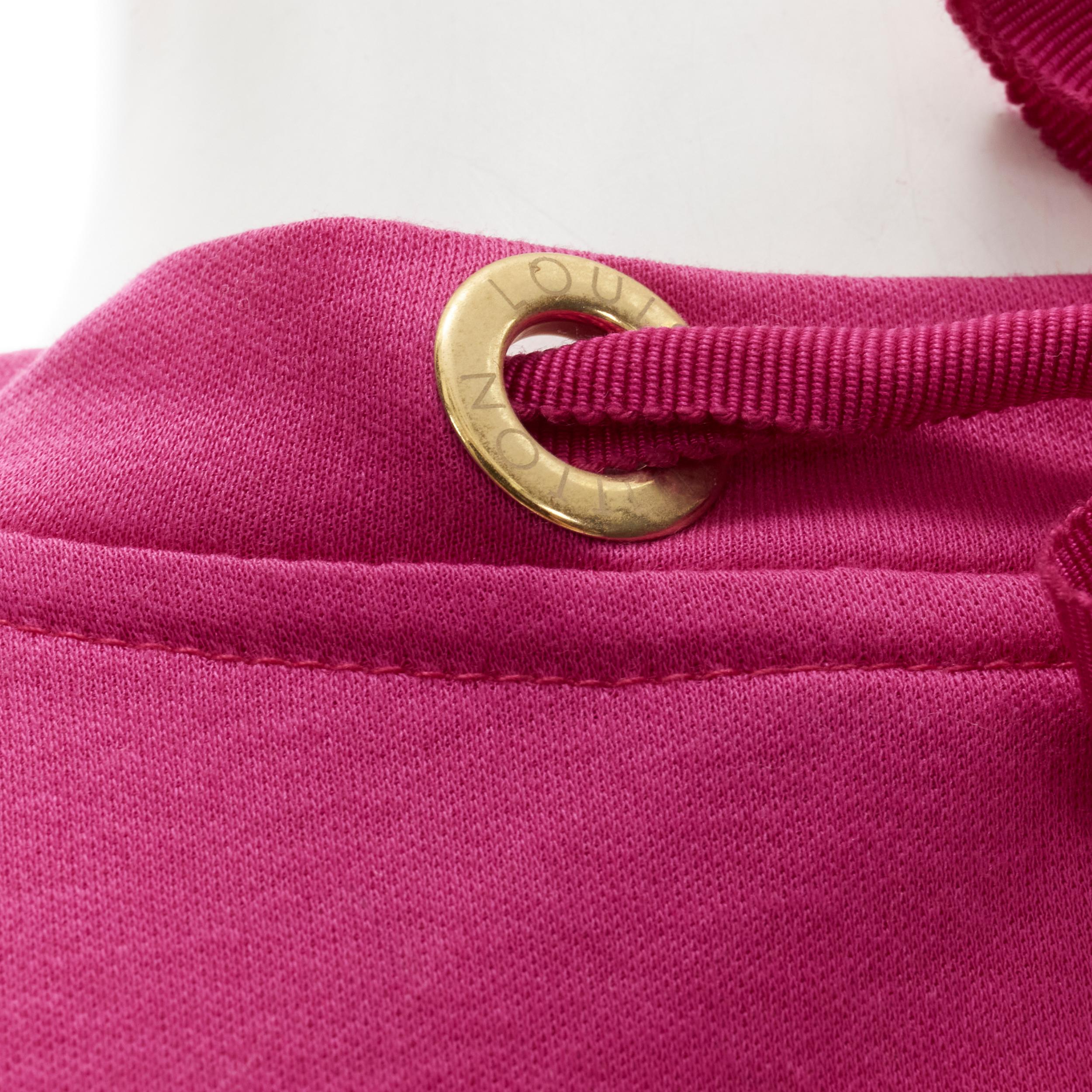 LOUIS VUITTON gold LV charm multi chain ribbon necklace pink cotton tshirt M 4