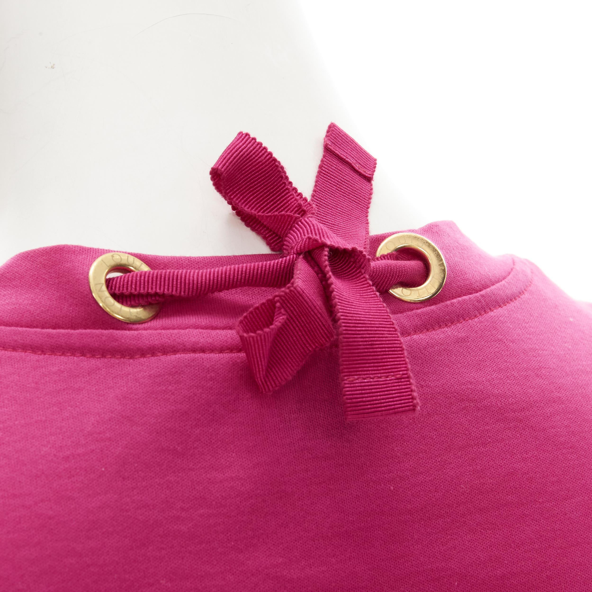 LOUIS VUITTON gold LV charm multi chain ribbon necklace pink cotton tshirt M 2