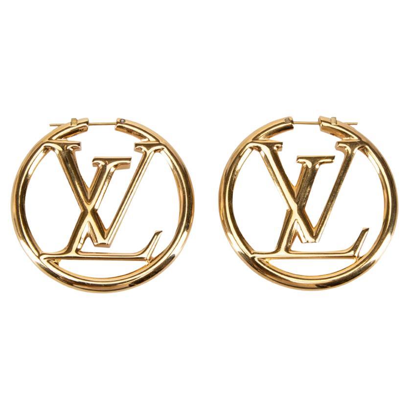 Louis Vuitton Logo Hoop Earrings - For Sale on 1stDibs