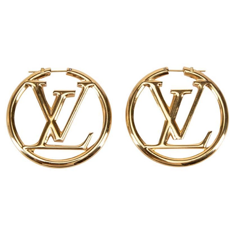 louis vuitton earrings for women logo hoops gold