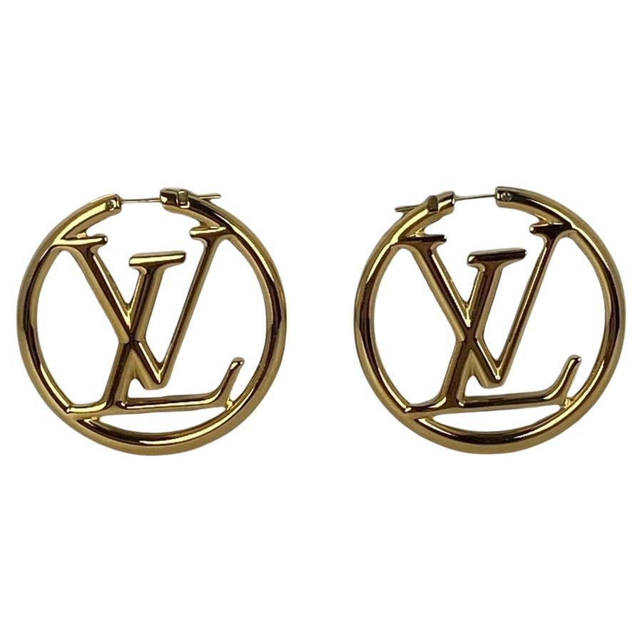 Louis Vuitton Gold Metal Louise Hoop Earrings