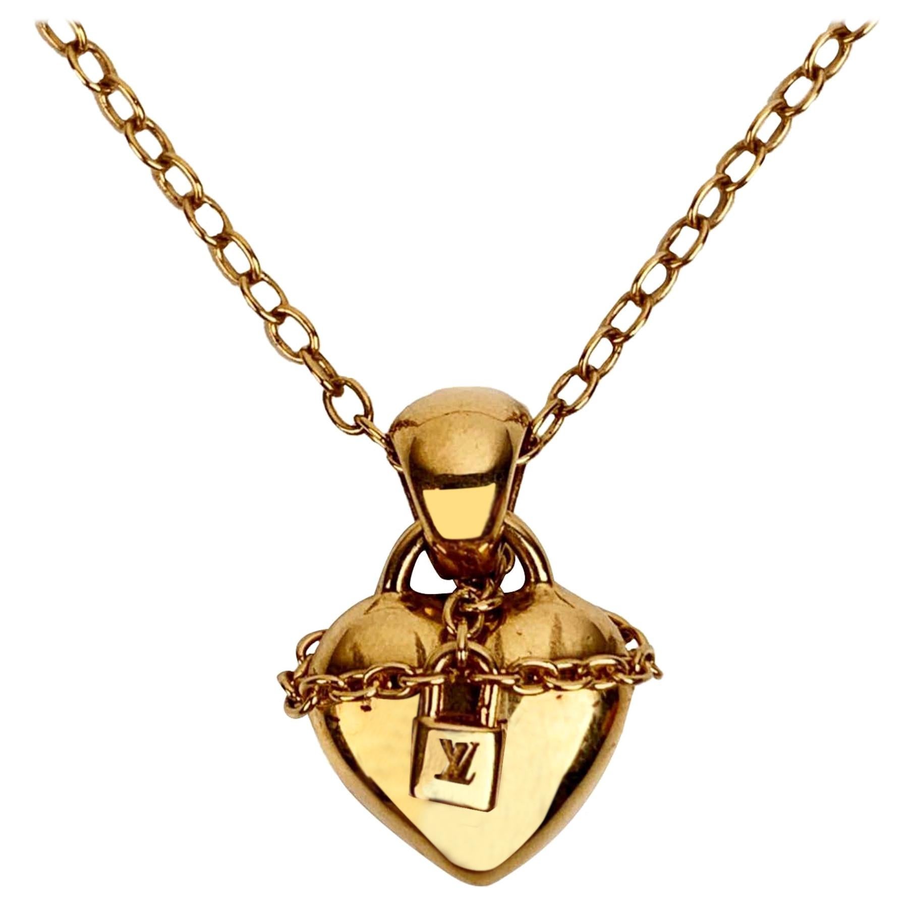 gold lv lock necklace