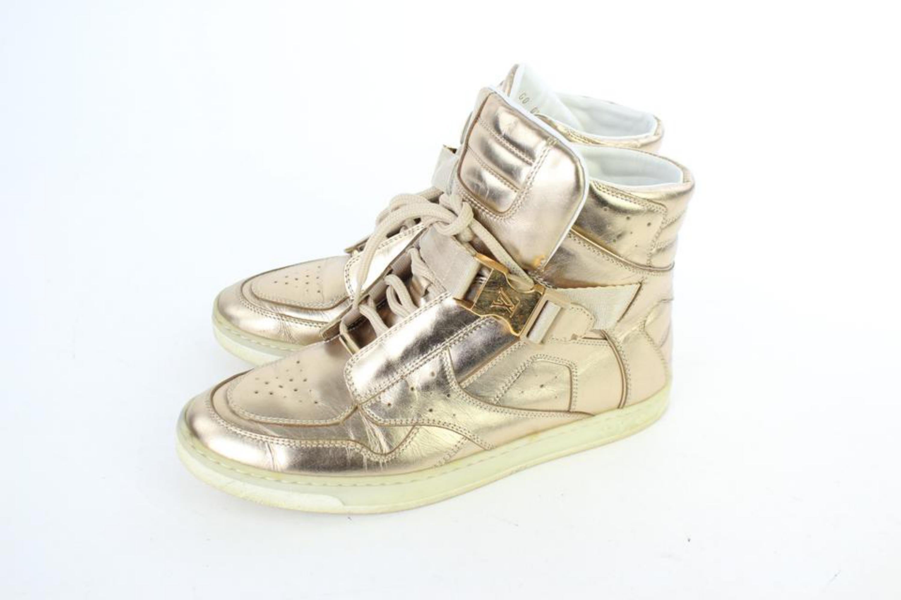 Louis Vuitton Gold Metallic High-top Sneaker 4lj928 Sneakers 2