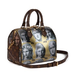 LOUIS VUITTON Gold Metallic Monogram Fornasetti Speedy 25 Bandouliere