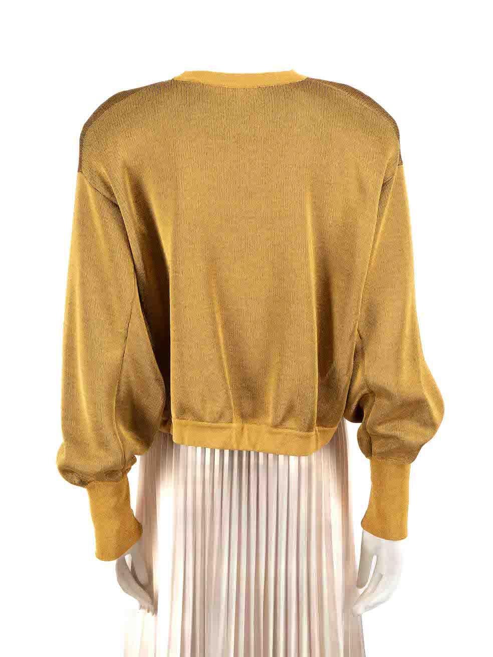 Brown Louis Vuitton Gold Metallic Wool Crop Jumper Size S