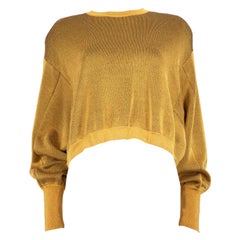 Louis Vuitton Gold Metallic Wool Crop Jumper Size S