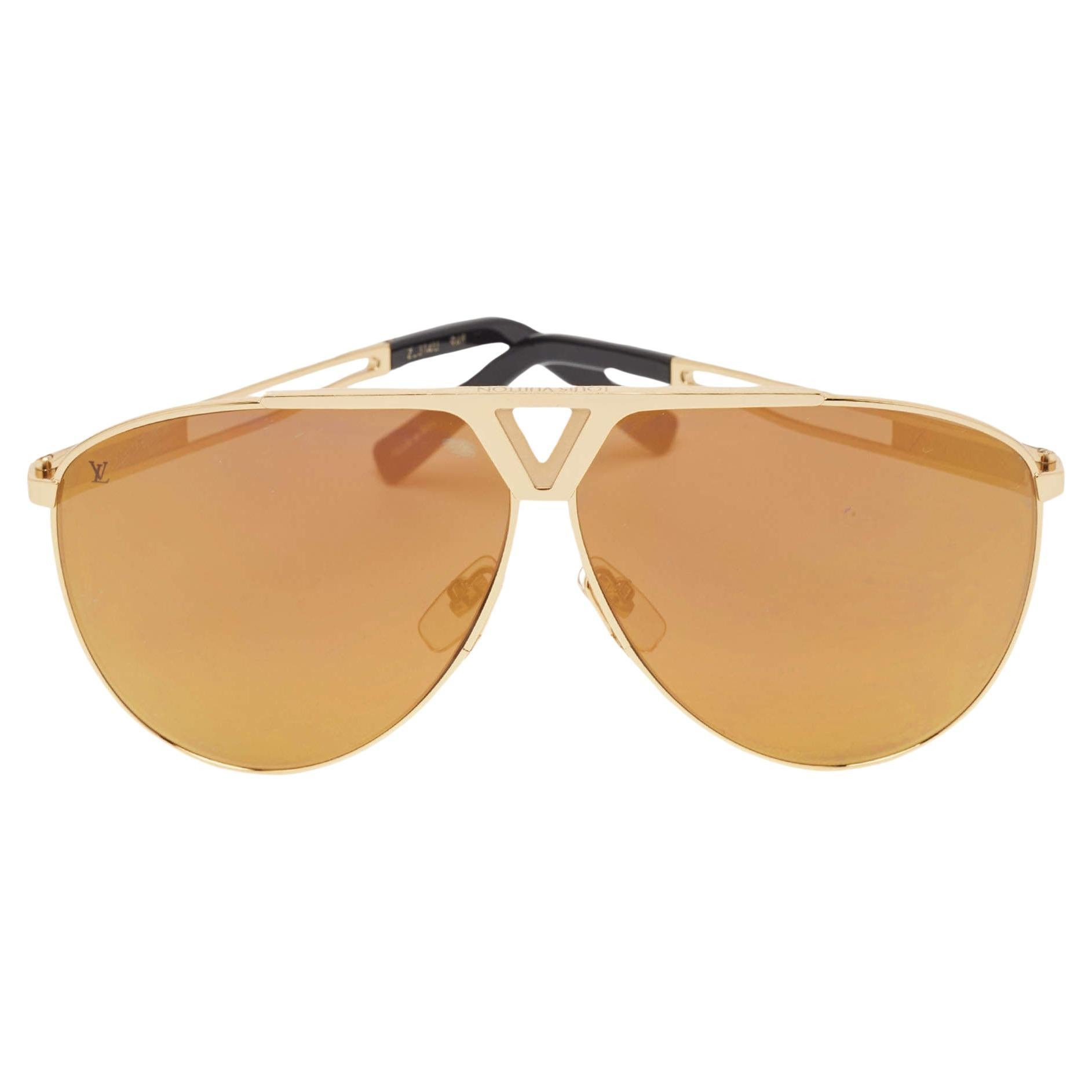 Lunettes de soleil pilote Louis Vuitton Gold Mirrored Z2314U Tonca en vente
