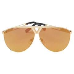 Louis Vuitton Gold Mirrored Z2314U Tonca Pilot Sunglasses