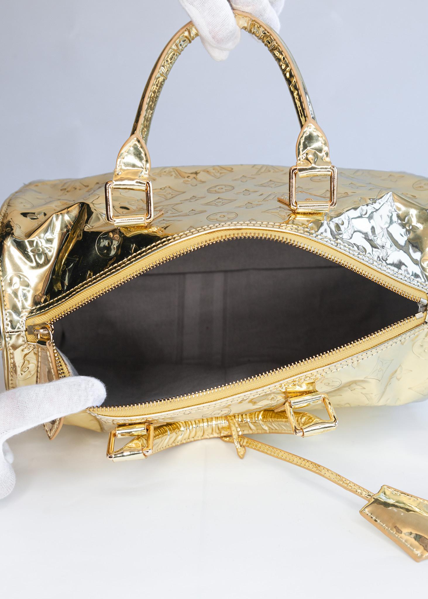Louis Vuitton Gold Monogram Embossed Miroir Speedy 35 Bag 1