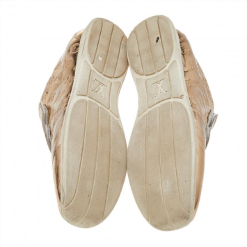 Louis Vuitton Gold Monogram Empreinte Leather Low Top Sneakers Size 38.5 2
