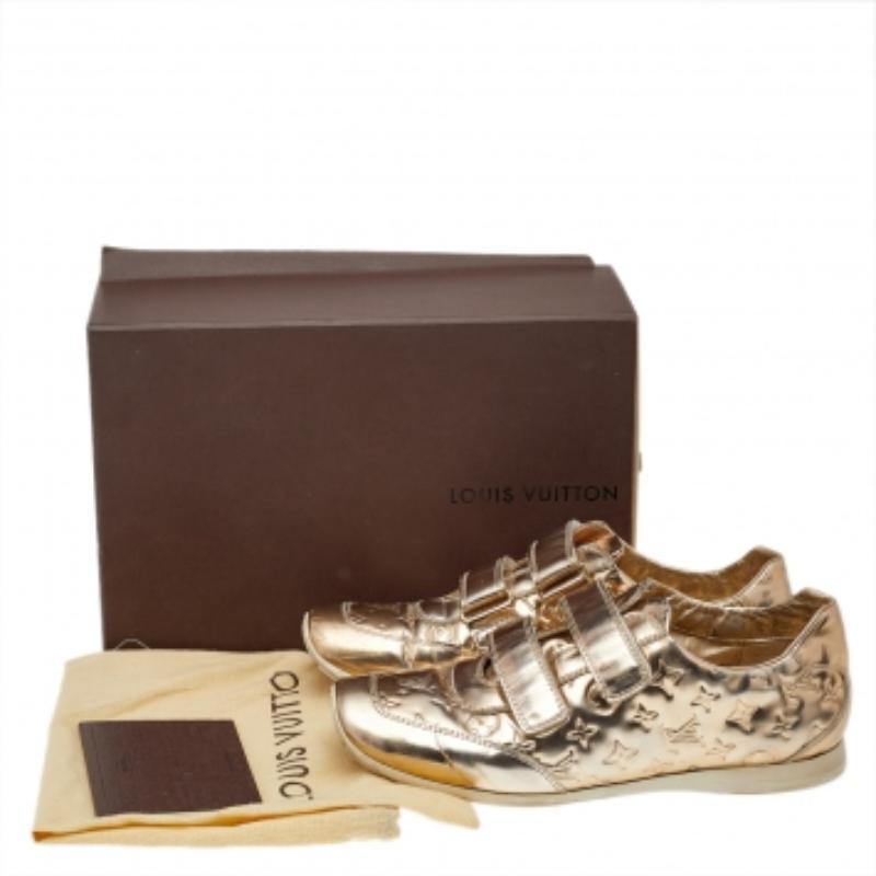 Louis Vuitton Gold Monogram Empreinte Leather Low Top Sneakers Size 38.5 3