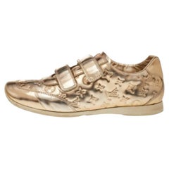Louis Vuitton Gold Monogram Empreinte Leather Low Top Sneakers Size 38.5