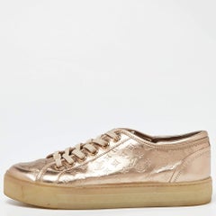 Louis Vuitton Gold Monogram Leather Sneakers Size 39