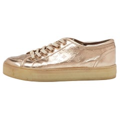 Louis Vuitton Gold Monogram Leather Sneakers Size 39