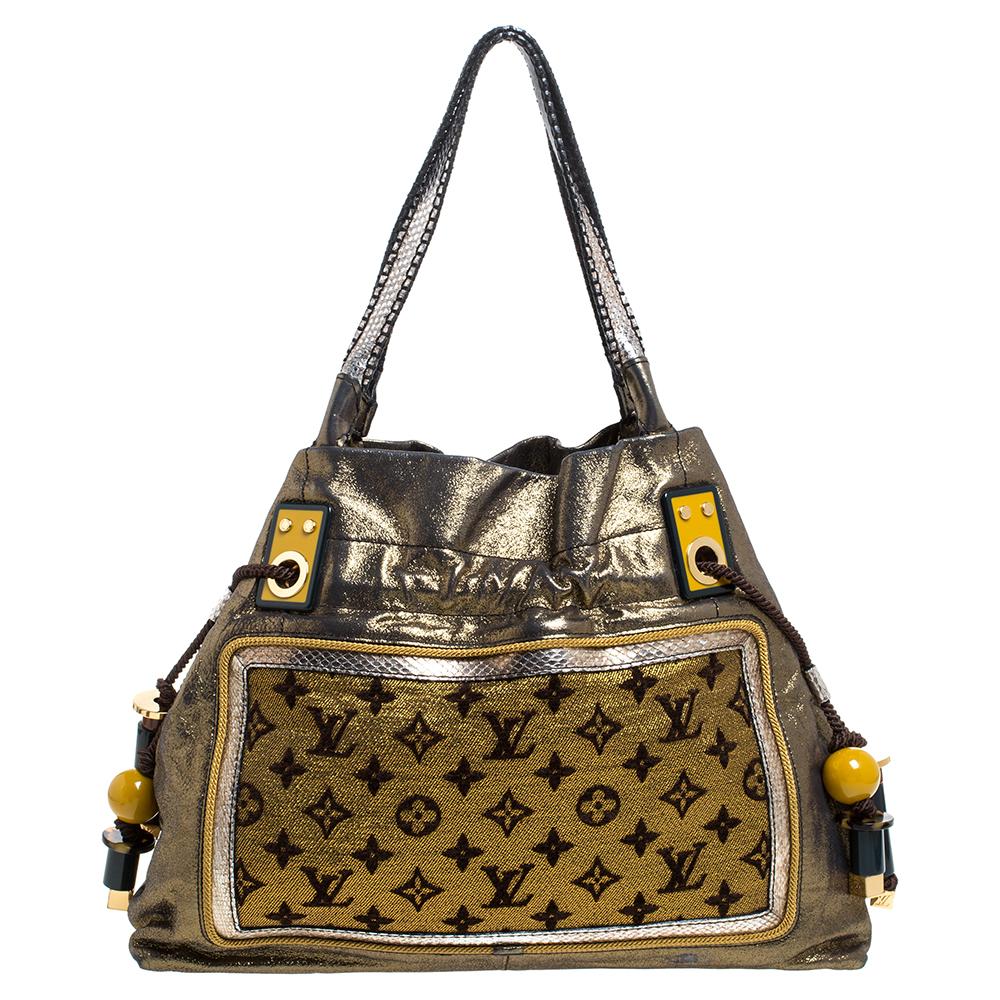 Louis Vuitton Gold Monogram Lurex Limited Edition Sunbird Bag In Good Condition In Dubai, Al Qouz 2