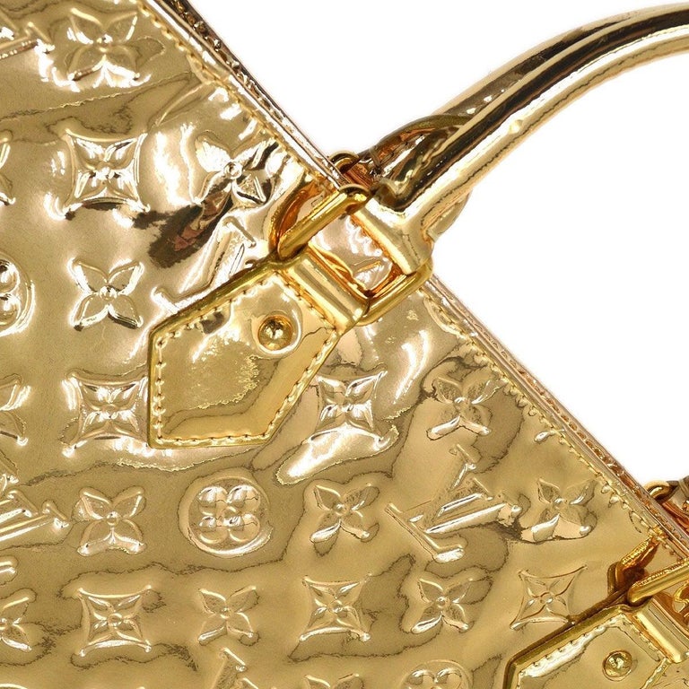 LOUIS VUITTON Gold Monogram Mirror Gold Hardware Top Handle Travel Tote Bag