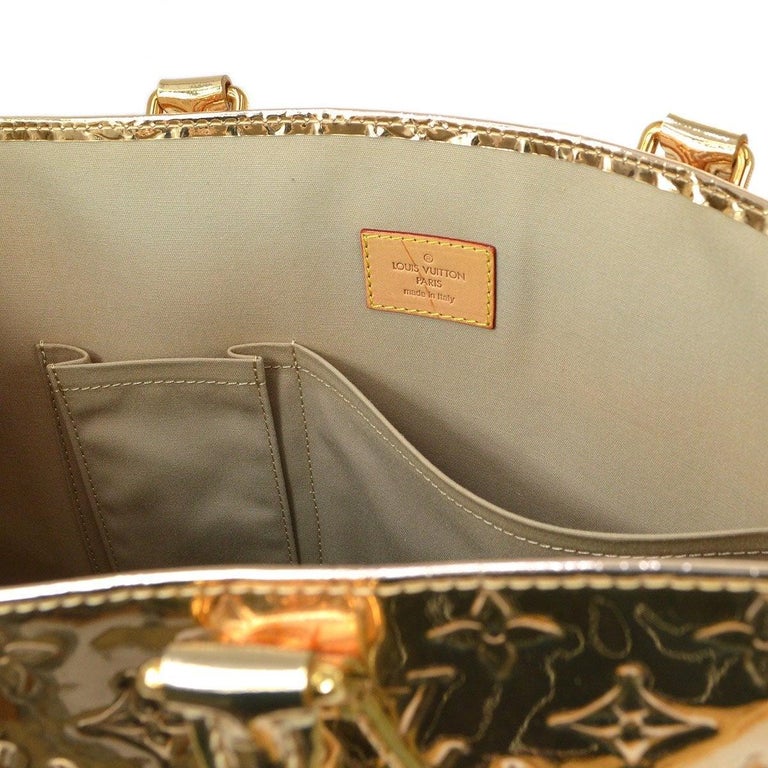 Louis Vuitton Gold Monogram Mirror Gold Hardware Top Handle Travel Tote Bag