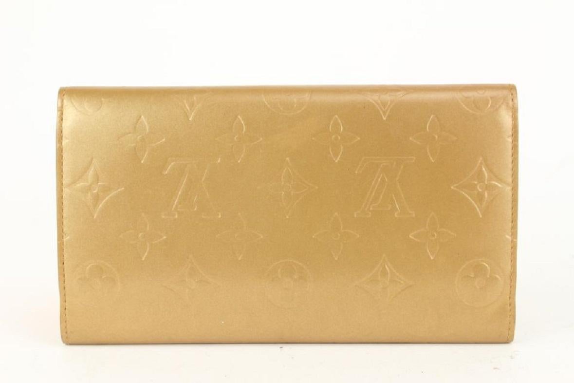 Brown Louis Vuitton Gold Monogram Vernis Mat Sarah Porte Tresor Trifold 917lv14