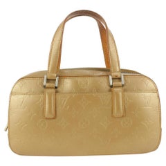Vintage Louis Vuitton Gold Monogram Vernis Mat Shelton Trunk Satchel Bag 927lv42