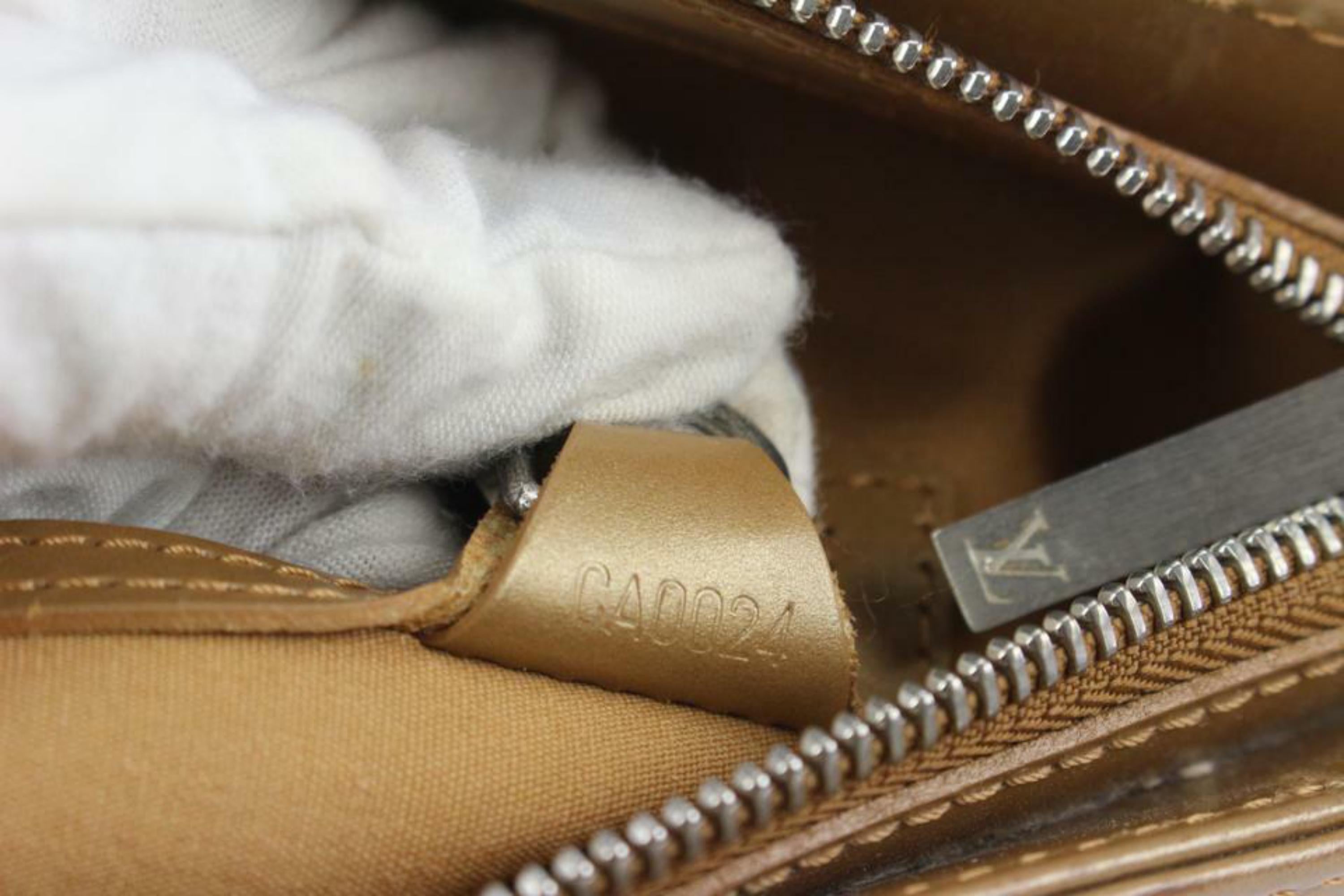 Louis Vuitton Gold Monogram Vernis Mat Stockton Zip Tote Bag 38L26a For Sale 6