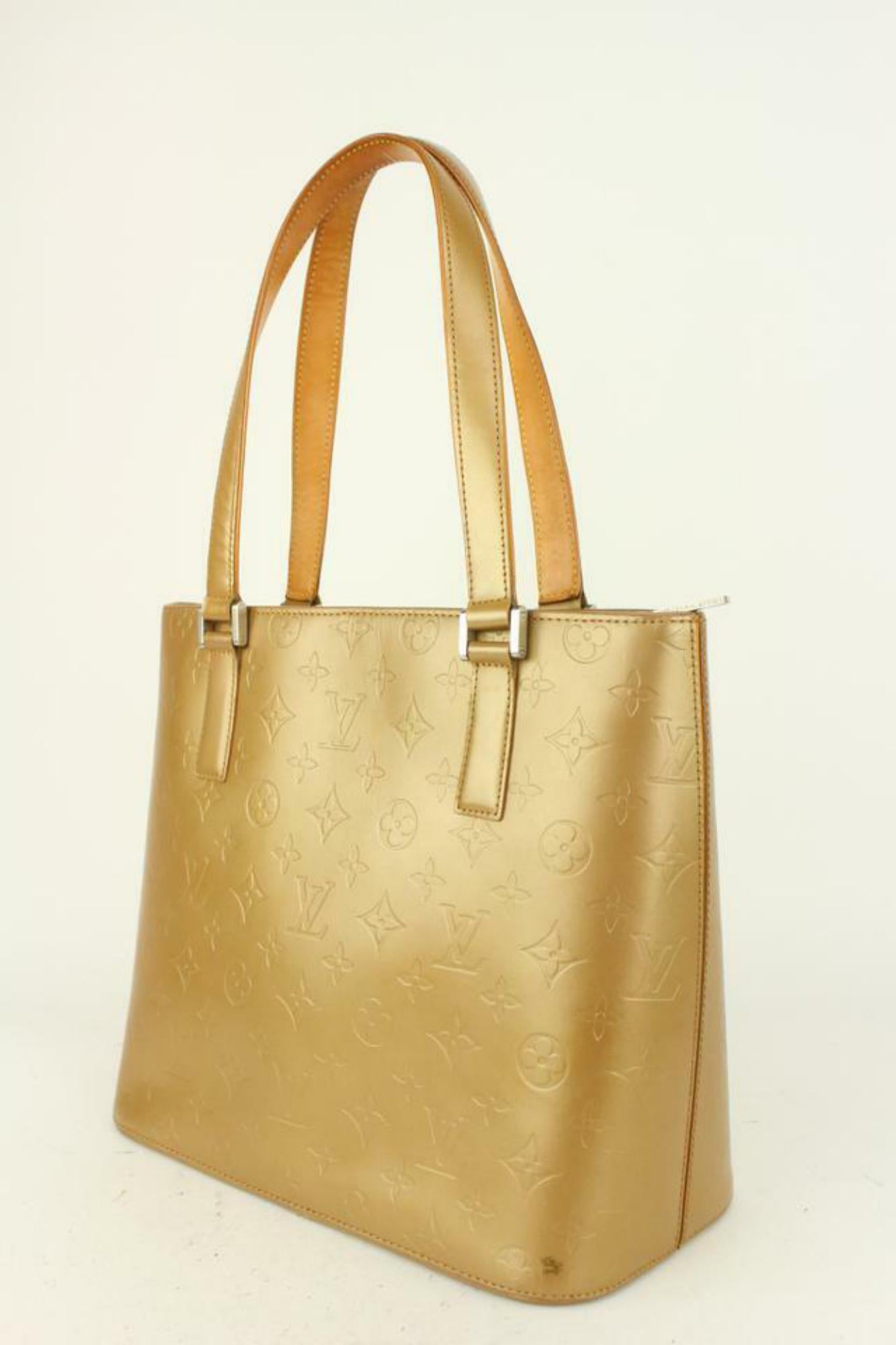 Louis Vuitton Gold Monogram Vernis Mat Stockton Zip Tote Bag 38L26a For Sale 7