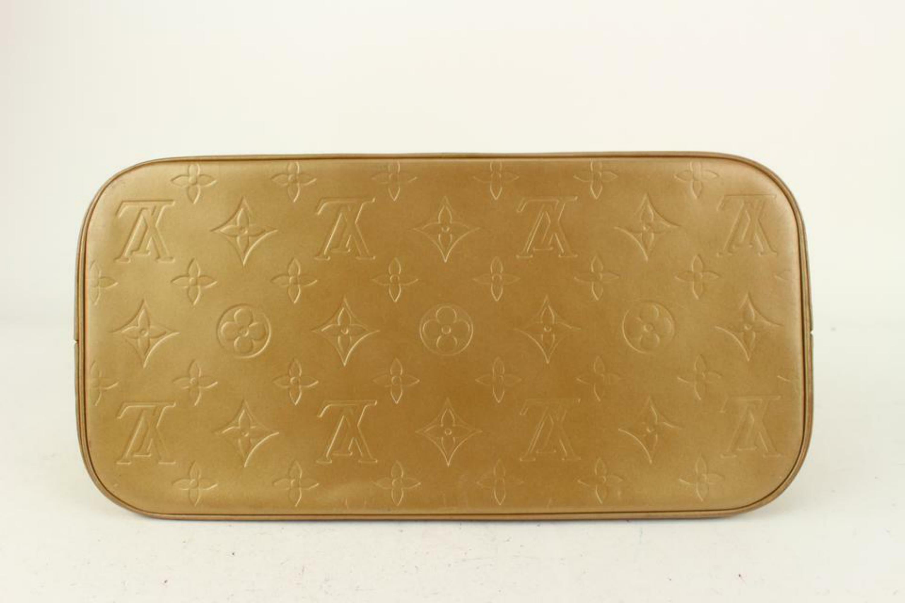 Louis Vuitton Gold Monogram Vernis Mat Stockton Zip Tote Bag 38L26a In Good Condition For Sale In Dix hills, NY