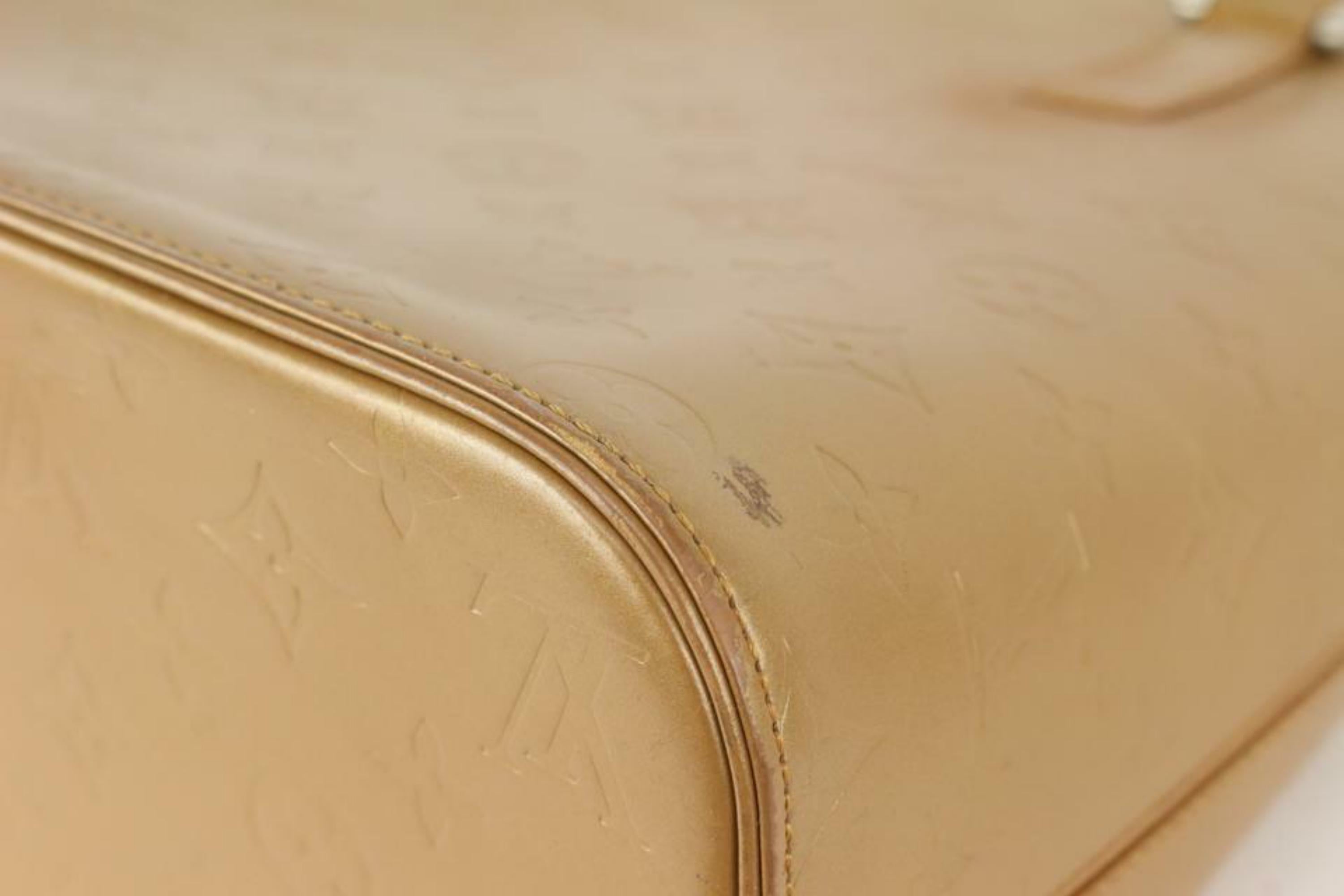 Women's Louis Vuitton Gold Monogram Vernis Mat Stockton Zip Tote Bag 38L26a For Sale