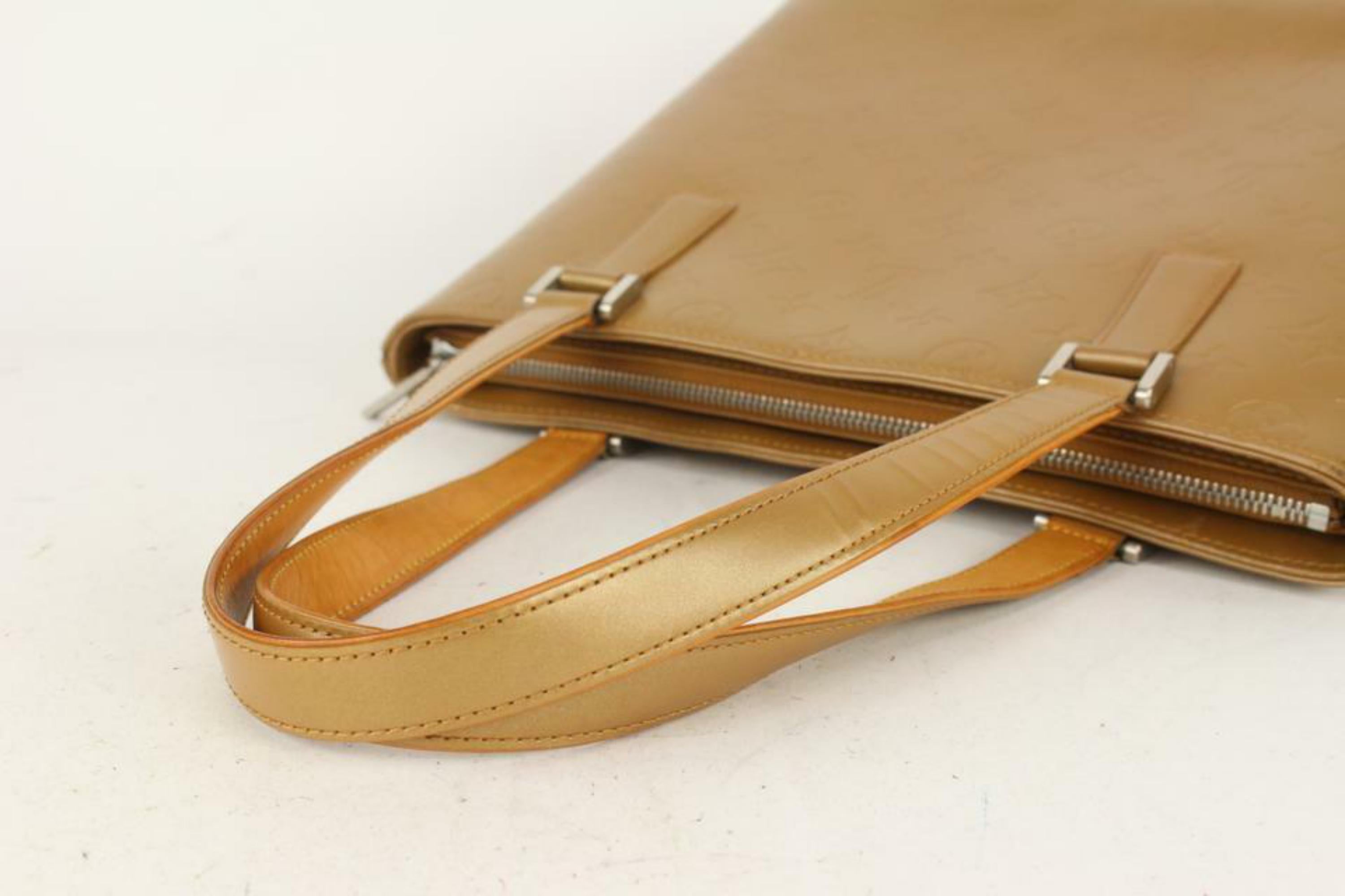 Louis Vuitton Gold Monogram Vernis Mat Stockton Zip Tote Bag 38L26a For Sale 1
