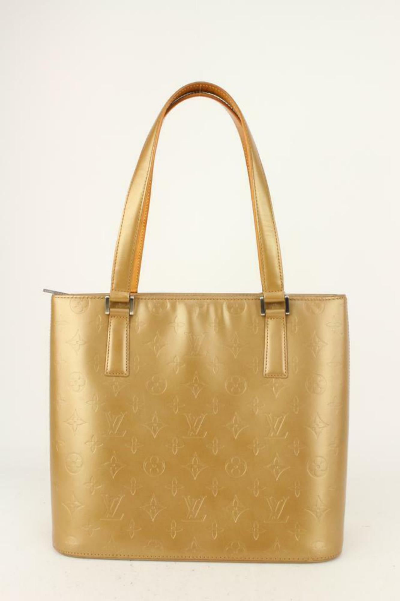 Louis Vuitton Gold Monogram Vernis Mat Stockton Zip Tote Bag 38L26a For Sale 3