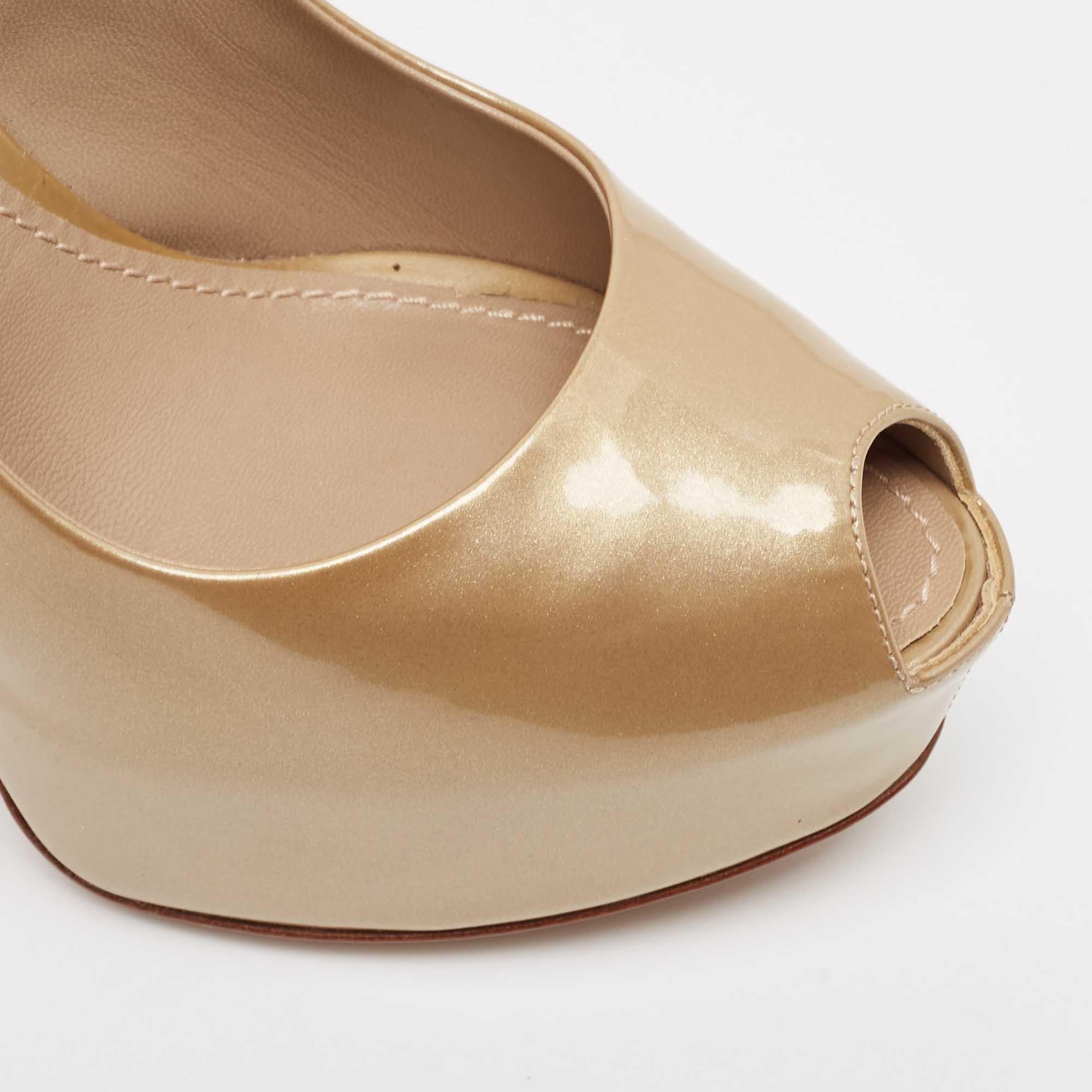 Louis Vuitton Gold Oh Really! Peep Toe Pumps Size 37.5 3