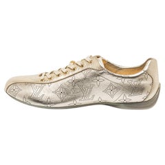 Louis Vuitton Gold Perforated Monogram Leather Low Top Sneakers Size 37.5