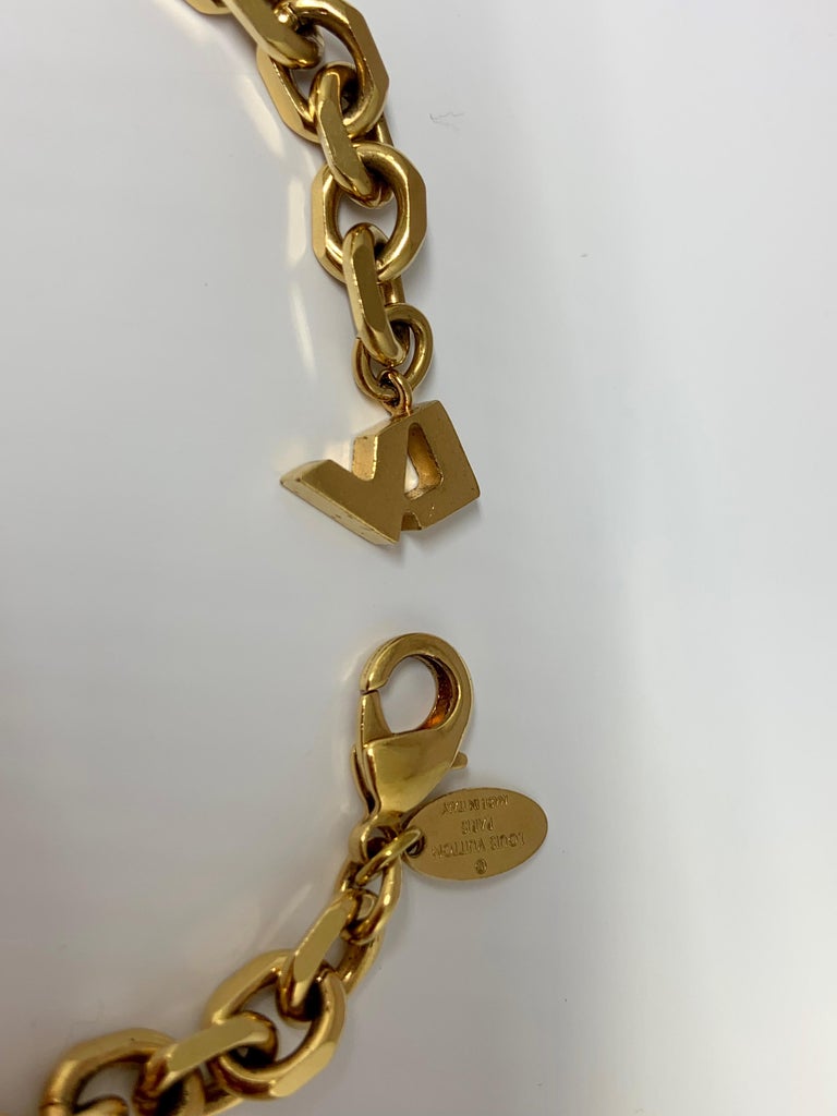 Louis Vuitton Gold-Plated Chain Link Charm Bracelet For Sale at 1stdibs