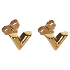 Louis Vuitton Gold-Plated Essential V Earrings