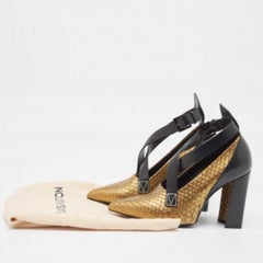 Louis Vuitton Gold Python und Leder Crisscross Strap Pumps Größe 36.5