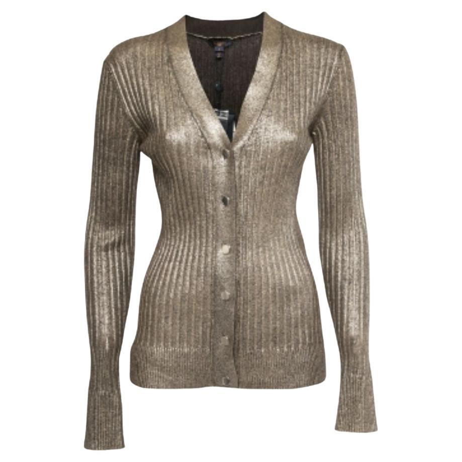 Louis Vuitton Gold Rib Knit Coates  Cardigan en laine S
