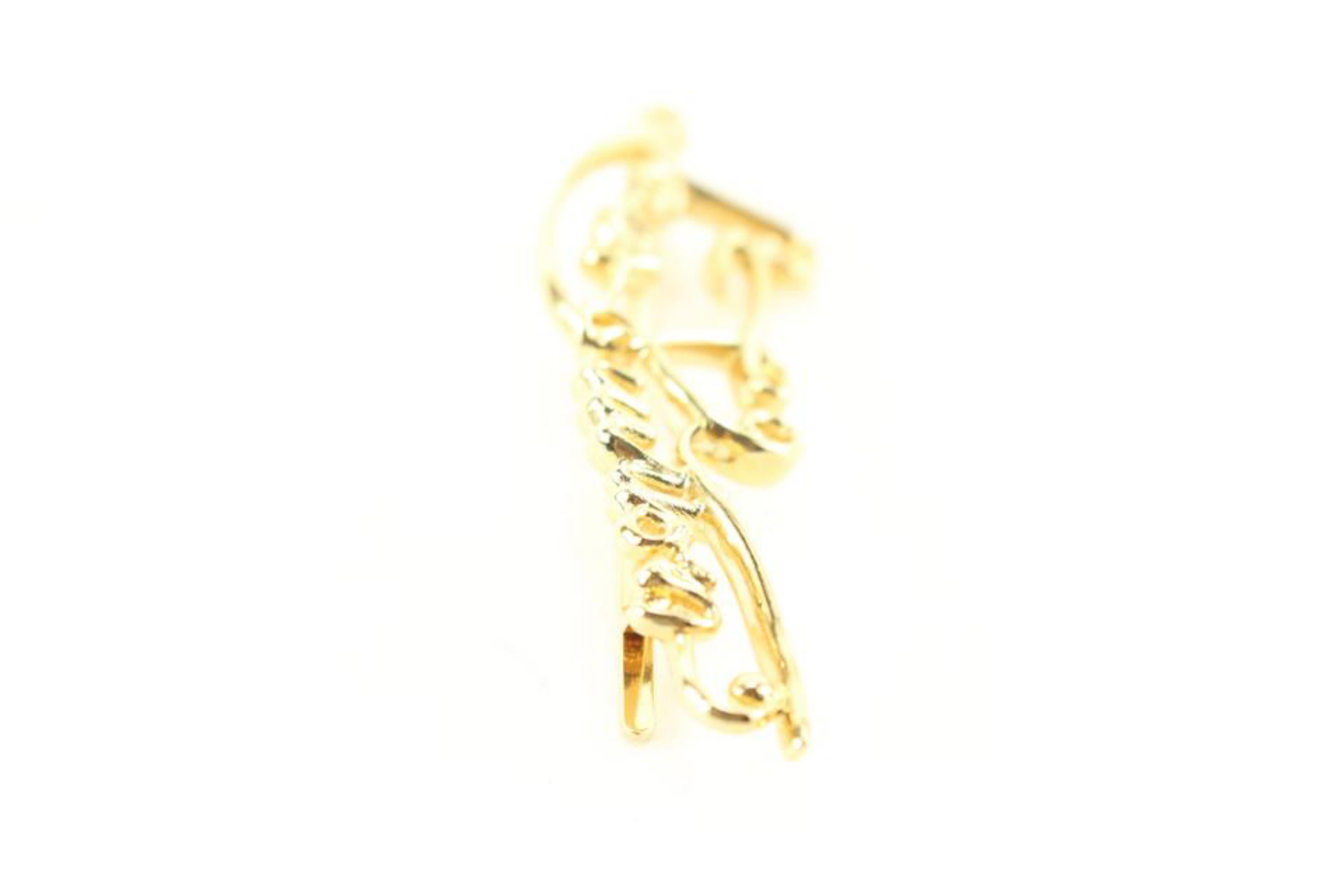 Louis Vuitton Gold Script Logo Hair Clip Barrette 2lk630s  4